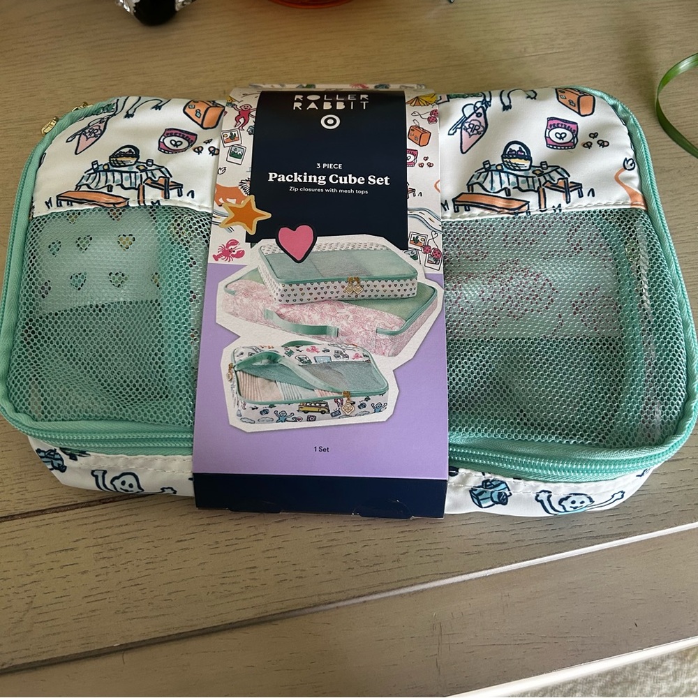 Roller Rabbit x Target Packing Cube Set White/Teal - Set Of 3